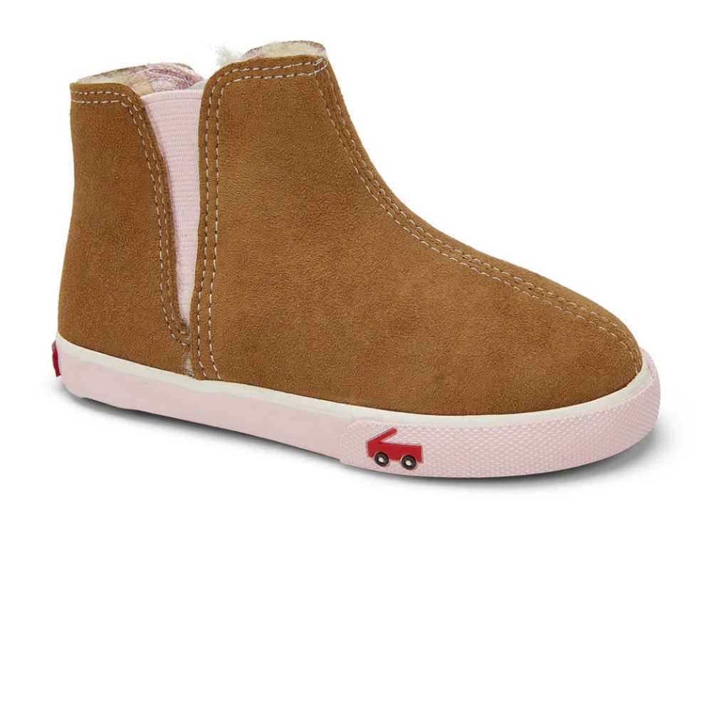 ‼️BRAND NEW SEE KAI RUN Brown Suede Ankle Boots with Pink Sole ‼️